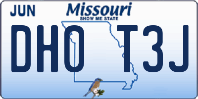 MO license plate DH0T3J