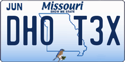 MO license plate DH0T3X