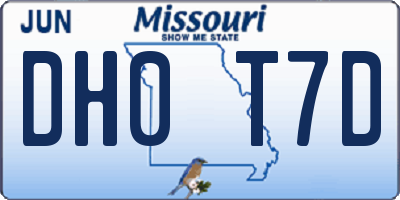 MO license plate DH0T7D