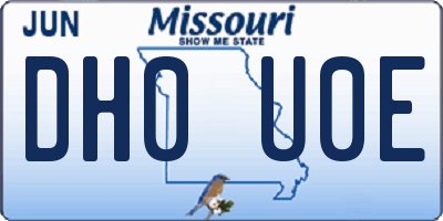 MO license plate DH0U0E