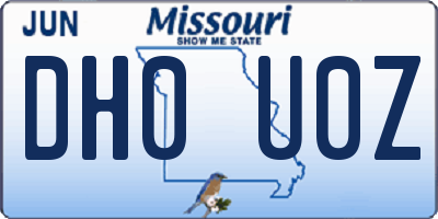 MO license plate DH0U0Z