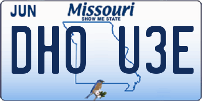 MO license plate DH0U3E
