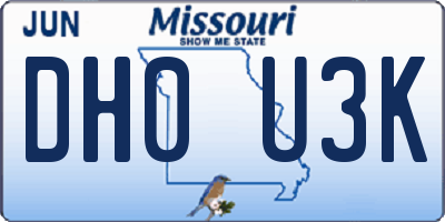 MO license plate DH0U3K