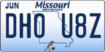 MO license plate DH0U8Z