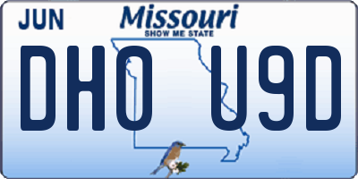 MO license plate DH0U9D