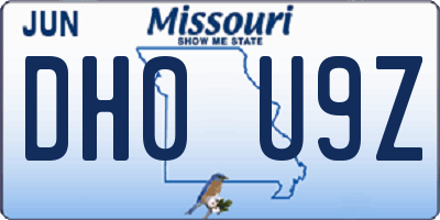 MO license plate DH0U9Z