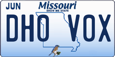 MO license plate DH0V0X