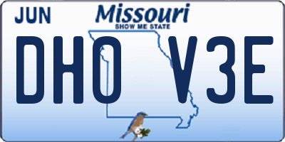 MO license plate DH0V3E