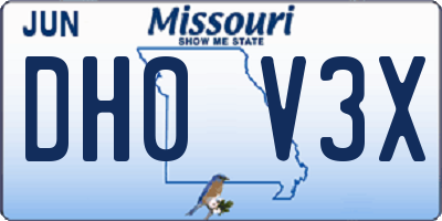 MO license plate DH0V3X