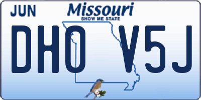 MO license plate DH0V5J