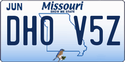 MO license plate DH0V5Z