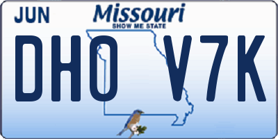 MO license plate DH0V7K