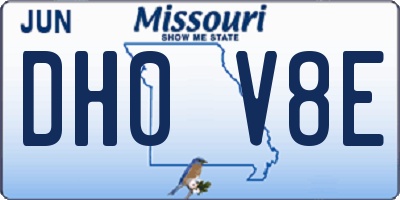 MO license plate DH0V8E
