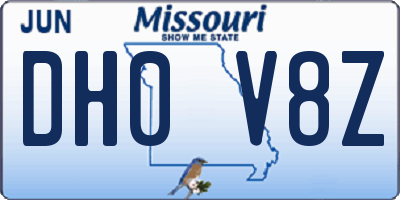 MO license plate DH0V8Z