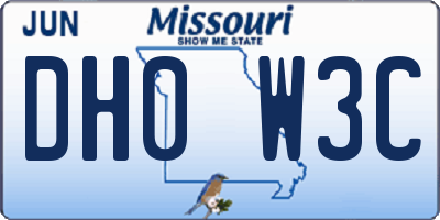 MO license plate DH0W3C