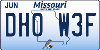 MO license plate DH0W3F