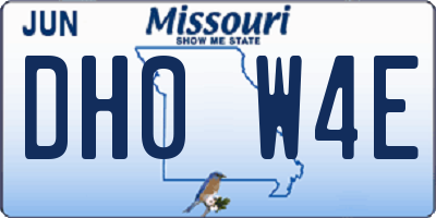 MO license plate DH0W4E