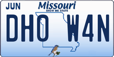MO license plate DH0W4N