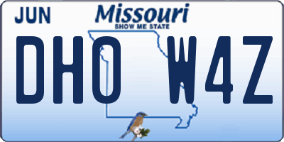 MO license plate DH0W4Z