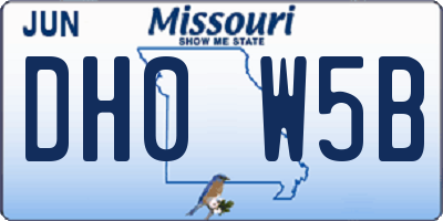 MO license plate DH0W5B
