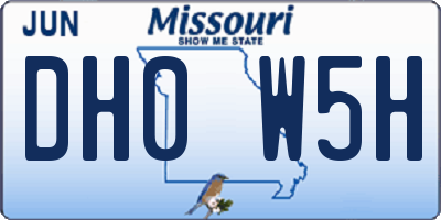 MO license plate DH0W5H