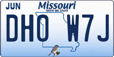 MO license plate DH0W7J