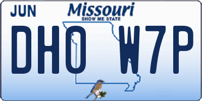 MO license plate DH0W7P