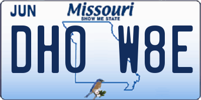 MO license plate DH0W8E