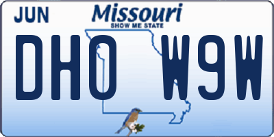 MO license plate DH0W9W