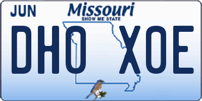 MO license plate DH0X0E
