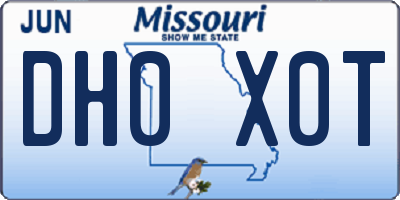 MO license plate DH0X0T