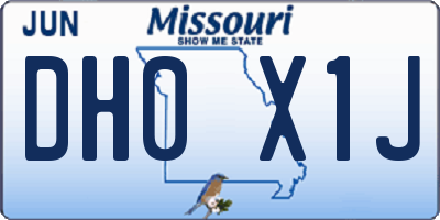 MO license plate DH0X1J