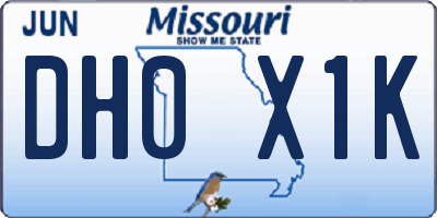 MO license plate DH0X1K