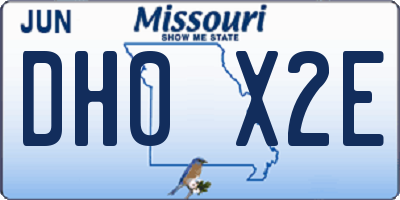 MO license plate DH0X2E