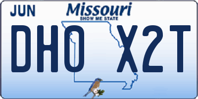 MO license plate DH0X2T