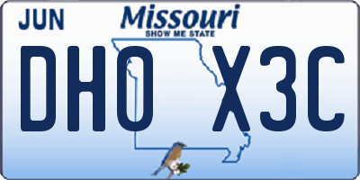 MO license plate DH0X3C