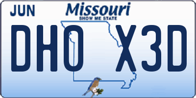 MO license plate DH0X3D