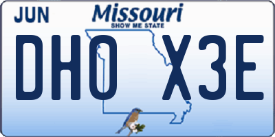 MO license plate DH0X3E
