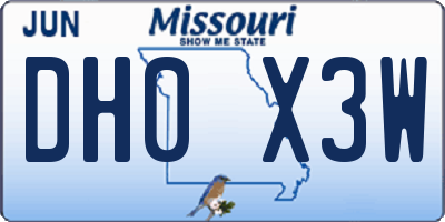 MO license plate DH0X3W