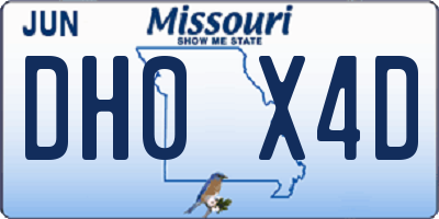 MO license plate DH0X4D