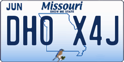 MO license plate DH0X4J