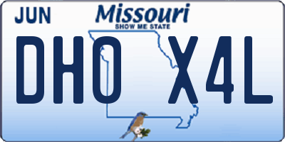 MO license plate DH0X4L