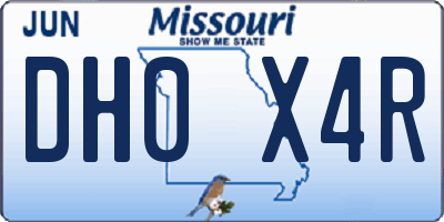 MO license plate DH0X4R