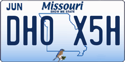 MO license plate DH0X5H
