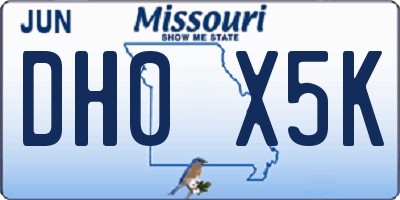 MO license plate DH0X5K