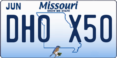 MO license plate DH0X5O