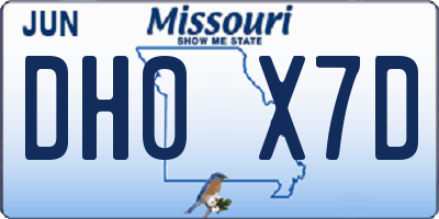 MO license plate DH0X7D