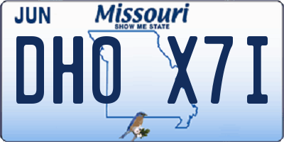 MO license plate DH0X7I