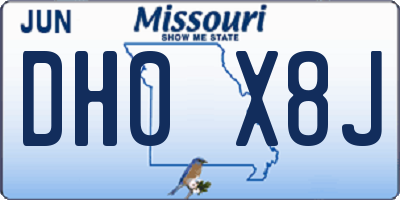 MO license plate DH0X8J