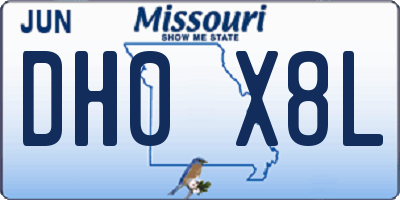 MO license plate DH0X8L